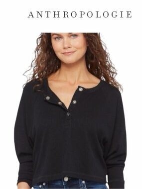 Anthropologie Chaser ribbed black knit dolman sleeve top
